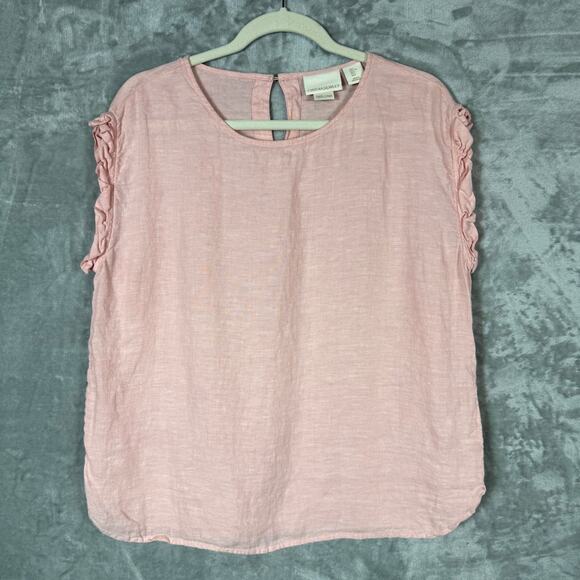 Cynthia Rowley Top Large Pink 100% Linen - Picture 1 of 8